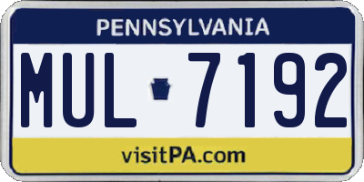 PA license plate MUL7192