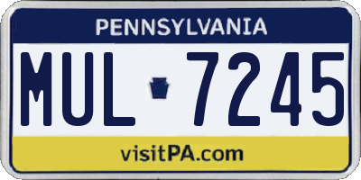 PA license plate MUL7245