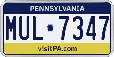 PA license plate MUL7347