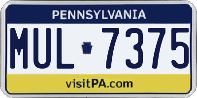 PA license plate MUL7375