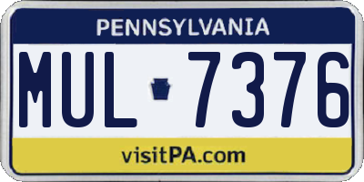 PA license plate MUL7376
