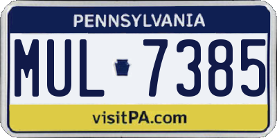 PA license plate MUL7385