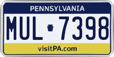 PA license plate MUL7398