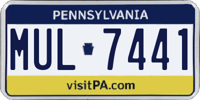PA license plate MUL7441