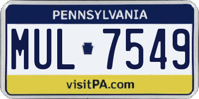 PA license plate MUL7549