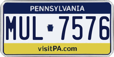 PA license plate MUL7576