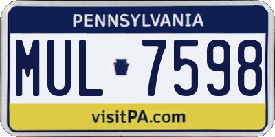 PA license plate MUL7598