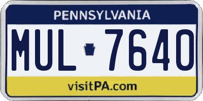 PA license plate MUL7640