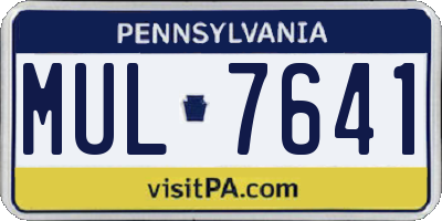 PA license plate MUL7641