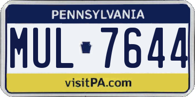 PA license plate MUL7644