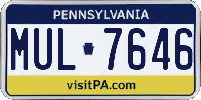 PA license plate MUL7646