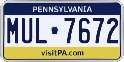 PA license plate MUL7672