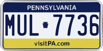 PA license plate MUL7736
