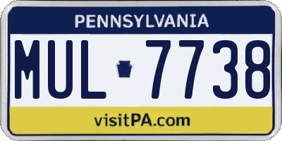 PA license plate MUL7738