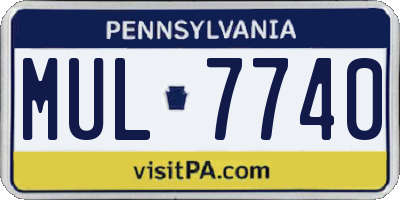 PA license plate MUL7740