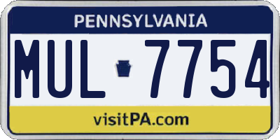 PA license plate MUL7754