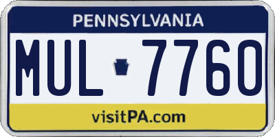 PA license plate MUL7760