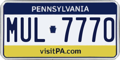 PA license plate MUL7770