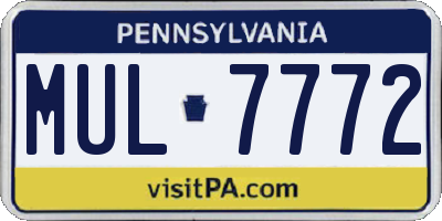 PA license plate MUL7772