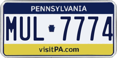 PA license plate MUL7774