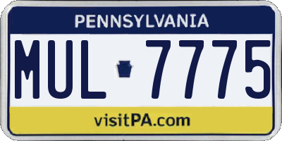 PA license plate MUL7775