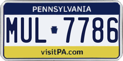 PA license plate MUL7786