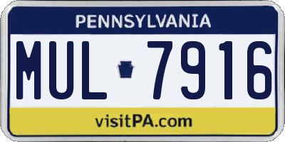 PA license plate MUL7916