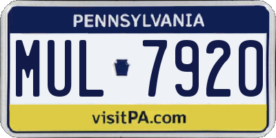 PA license plate MUL7920