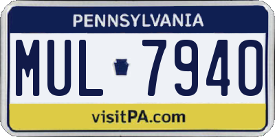 PA license plate MUL7940