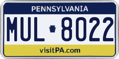 PA license plate MUL8022