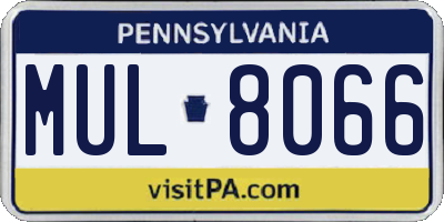 PA license plate MUL8066