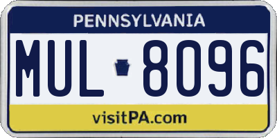 PA license plate MUL8096