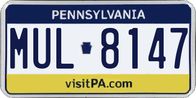 PA license plate MUL8147