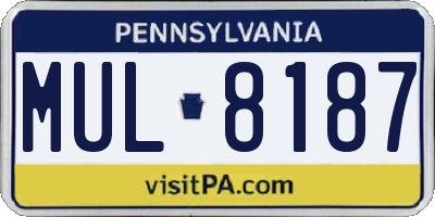 PA license plate MUL8187