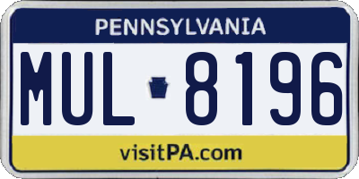 PA license plate MUL8196
