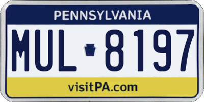 PA license plate MUL8197
