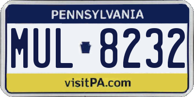 PA license plate MUL8232