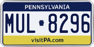 PA license plate MUL8296