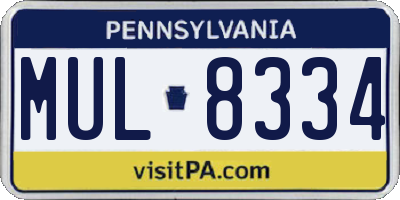 PA license plate MUL8334