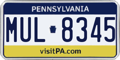PA license plate MUL8345