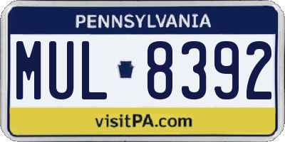 PA license plate MUL8392