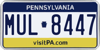 PA license plate MUL8447