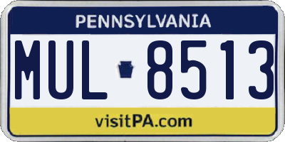 PA license plate MUL8513