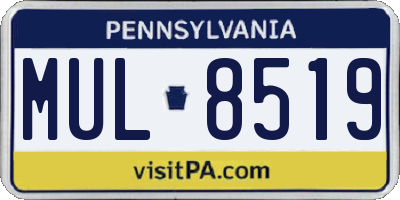 PA license plate MUL8519
