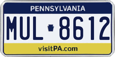 PA license plate MUL8612