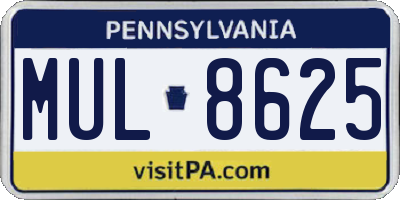 PA license plate MUL8625