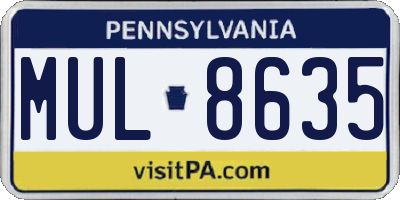 PA license plate MUL8635