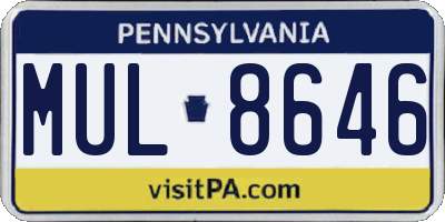 PA license plate MUL8646