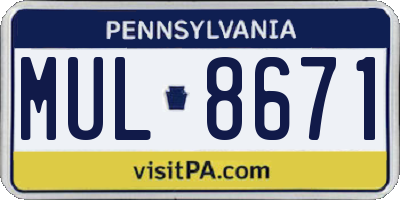 PA license plate MUL8671