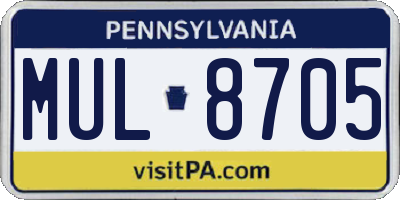 PA license plate MUL8705